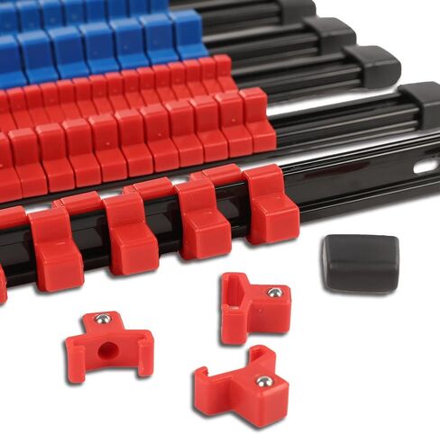 G-PLUS ABS منظم المقبس القابل للتركيب حامل السكك الحديدية 6 قطع ABS المقبس المنظم مقبس القيادة 1/4 بوصة × 16 مقطعًا 3/8 بوصة × 15 مقطعًا 1/2 بوصة × 12 حوامل السكك الحديدية شديدة التحمل in Saudi Arabia