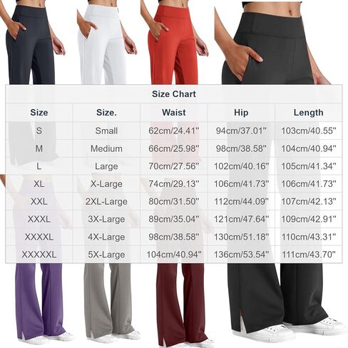 المرأة Bootcut اليوغا سروال فستان الأعمال عادية واسعة الساق مكتب بنطلون انقسام هيم تجريب مضيئة طماق مع جيوب in Kuwait
