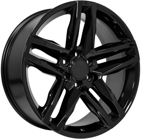 إطارات وإطارات OE Wheels CV34 مقاس 22 بوصة تناسب Silverado 1500 Trail Boss Style 6x139.7 22x9 أسود لامع - هولاندر 5911 - TS-37 AT 285/45-22 (مجموعة من 4) in Saudi Arabia