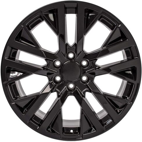 إطارات وإطارات OE Wheels CV38 مقاس 22 بوصة تناسب طراز Sierra 1500 6x139.7 22x9 أسود لامع - هولاندر 5903 - TS-37 AT 285/45-22 (مجموعة من 4) in Saudi Arabia