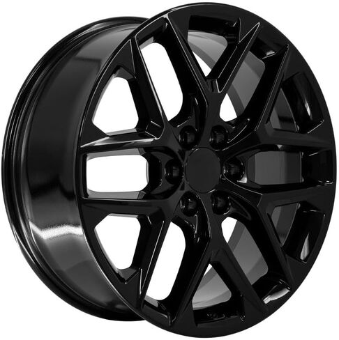 OE Wheels CV62 22 Inch Rims and Tires Fit Silverado 1500 Style 6x139.7 22x9 Gloss Black - Hollander 14078 - TS-37 AT 285/45-22 (Set of 4) in Saudi Arabia