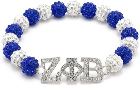 ZPB نادي نسائي أدوات هدية، أزياء نادي نسائي اليوناني سوار الإناث، زيتا مطرز أساور تمتد، سوار حجر الراين كريستال مع رمز ΖΦΒ in Kuwait