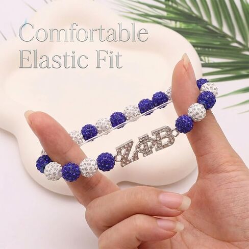 ZPB نادي نسائي أدوات هدية، أزياء نادي نسائي اليوناني سوار الإناث، زيتا مطرز أساور تمتد، سوار حجر الراين كريستال مع رمز ΖΦΒ in Kuwait