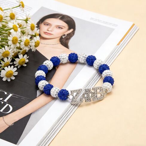 ZPB نادي نسائي أدوات هدية، أزياء نادي نسائي اليوناني سوار الإناث، زيتا مطرز أساور تمتد، سوار حجر الراين كريستال مع رمز ΖΦΒ in Kuwait