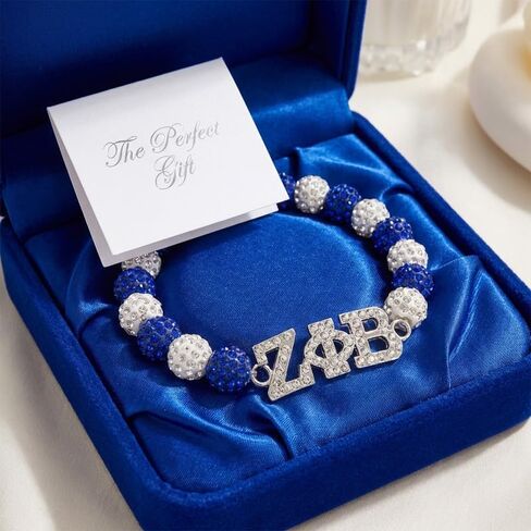 ZPB نادي نسائي أدوات هدية، أزياء نادي نسائي اليوناني سوار الإناث، زيتا مطرز أساور تمتد، سوار حجر الراين كريستال مع رمز ΖΦΒ in Kuwait