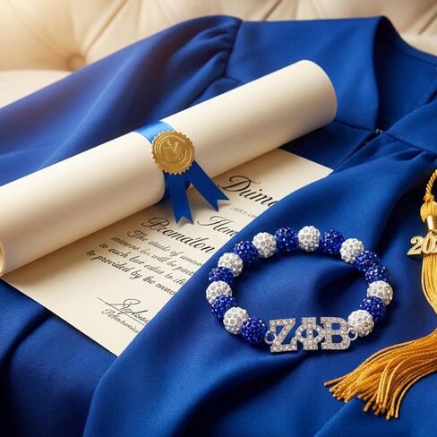 ZPB نادي نسائي أدوات هدية، أزياء نادي نسائي اليوناني سوار الإناث، زيتا مطرز أساور تمتد، سوار حجر الراين كريستال مع رمز ΖΦΒ in Kuwait