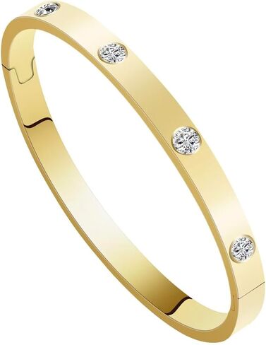 18K Gold-Plated Women's Bracelet, Friendship and Love Bracelet, Cross Stainless Steel Bracelet, Zircon Jewelry, Birthday and Holiday Gift in Saudi Arabia