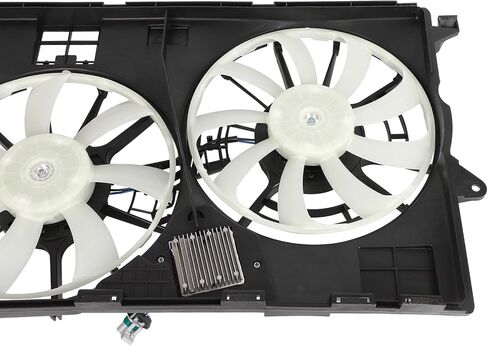 Radiator Cooling Fan Assembly Compatible with 2014-2018 for Jeep for Cherokee 3.2L, Black&White Radiator Fan Direct Fit Replacement for Engine Cooling Fan in Saudi Arabia