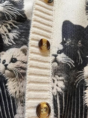 Graphic Cardigans for Women Knitted Button Oversize Cat Graphic Sweater Warm Cartoon Casual Trendy Cardigans in Saudi Arabia