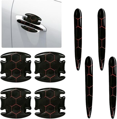 8PCS Car Door Handle Scratch Protector, Waterproof PVC Car Door Bowl Guard Sticker, Adhesive Auto Paint Protective Film, Universal Vehicle Exterior Decoration Accessories (Purple-8) in Saudi Arabia