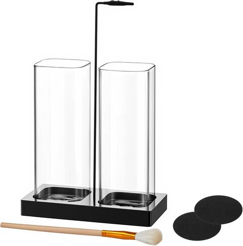 Zhehao 4 Pcs 2 in 1 Incense Holder for Sticks with Glass Ash Catcher Kit, Includes 1 Upside Down Anti-ash Flying Incense Burner 1 Ash Brush and 2 Mats for Meditation, Yoga, Spa, Home Decor in Saudi Arabia