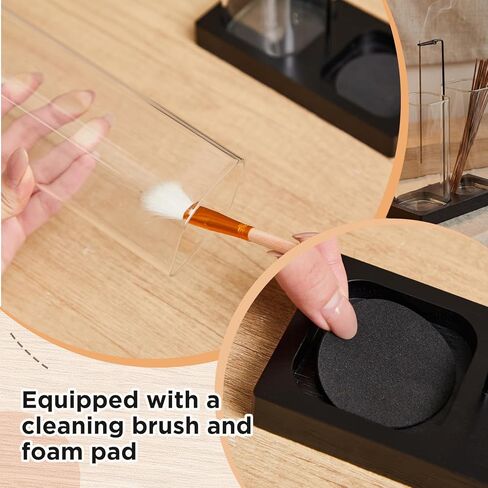 Zhehao 4 Pcs 2 in 1 Incense Holder for Sticks with Glass Ash Catcher Kit, Includes 1 Upside Down Anti-ash Flying Incense Burner 1 Ash Brush and 2 Mats for Meditation, Yoga, Spa, Home Decor in Saudi Arabia