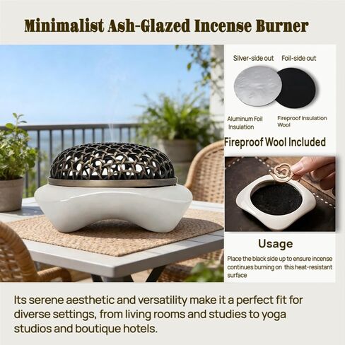 حامل بخور سيراميك من رماد العشب، مبخرة لوحة للتأمل واليوجا والمنتجعات الصحية كهدية لديكور المنزل in Kuwait