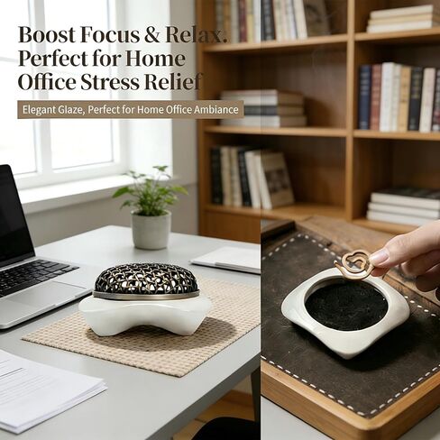 حامل بخور سيراميك من رماد العشب، مبخرة لوحة للتأمل واليوجا والمنتجعات الصحية كهدية لديكور المنزل in Kuwait