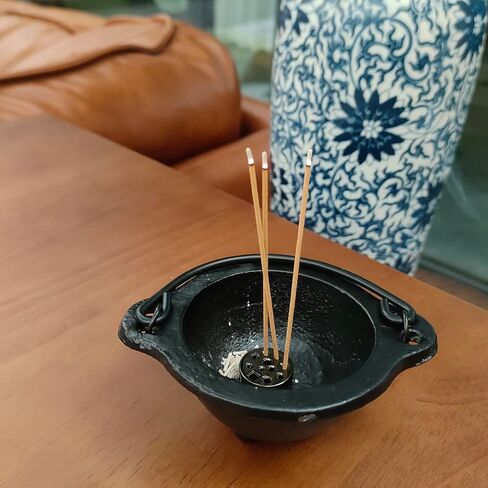 مبخرة من الحديد الزهر مع حقيبة سفر، مرجل 3 بوصة مع مقبض وحامل عصا للتلطخ والطقوس والشموع وديكور المنزل العتيق in Kuwait