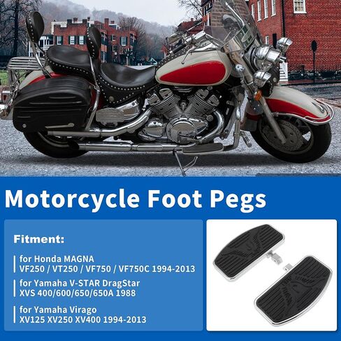 Motorcycle Front Foot Pedal for Honda Magna VF250/VT250/VF750 1994-2013 for Yamaha V-STAR DragStar XVS 400/600/650/650A 1998 for Yamaha Virago XV125 XV250 XV400 1994-2013 Black in Saudi Arabia