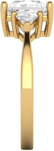 خاتم خطوبة من الذهب الخالص عيار 14 قيراط للنساء من كلارا بوتشي | 2.32 قيراط من الياقوت الأبيض قطع الأميرة ثلاثة أحجار | خاتم الزواج من الذهب الأصفر الحقيقي in Kuwait