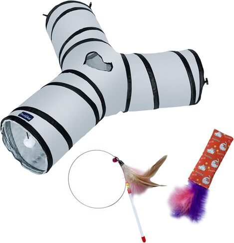 PetLike Cat Tunnel for Indoor Cats Collapsible Pop-up Pet Tube Peek Hole Hideaway Play Toys for Cats with Ball in Saudi Arabia
