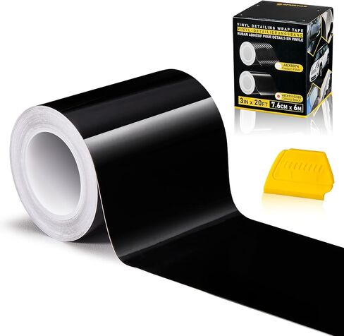 Spurtar Gloss Black Vinyl Wrap 3 Inch x 20ft Air-Release Adhesive Car Vinyl Tape Chrome Delete Wrap Roll DIY Car Exterior Decoration Door Edge Guard Vehicle Detailing Paper 7.5 CM x 6M in Saudi Arabia