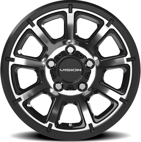 Vision 353 Turbine Trailer 14x5.5 5x4.5" +0mm Black/Machined Wheel Rim 14" Inch 353VTH4565GBMF0 in Saudi Arabia