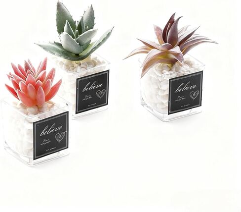 3 عبوات من النباتات المزيفة، نباتات خضراء صناعية صغيرة، نباتات صناعية في أوعية زجاجية، نباتات صناعية صغيرة لغرفة النوم وغرفة المعيشة الجمالية ورف المكتب وديكور الحمام in Kuwait