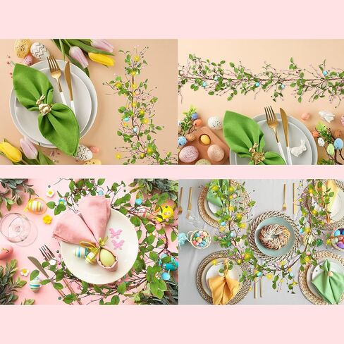 Sggvecsy 5.9FT Artificial Easter Egg Garland Eggs with Colorful Berries Greenery Leaves Rustic Easter Spring Garlands for Mantle Fireplace Home Table Holiday Indoor Decor in Saudi Arabia