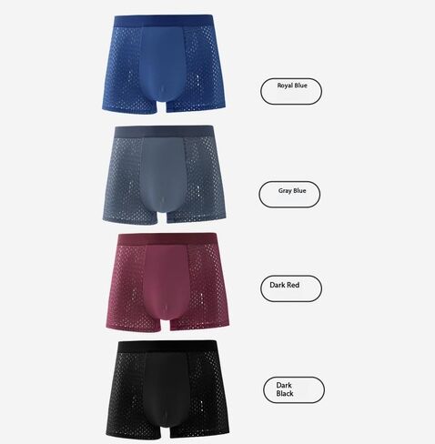 Men's Breathable Mesh Boxer Briefs, 4 Pack, ice silk mesh flat corner shorts for summer in Saudi Arabia