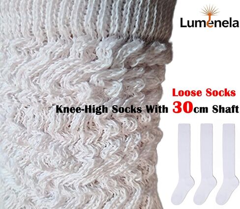 3 Pairs White Slouchy Socks For Women Size 5-11- White Long Sock- Calf Socks-Fashion Knee High Socks -for Boot Outdoor Sport- Non-rolling cuff in Saudi Arabia