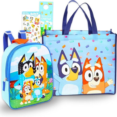 Bluey Backpack Set for Kids - Bundle with 11" Mini Backpack, Tote Bag, Stickers, More | Bluey Travel Bag Accessories for Boys and Girls in Saudi Arabia