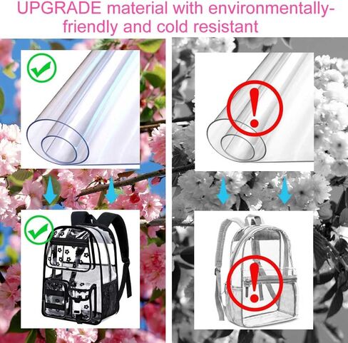 WZLVO Clear Bookbag for Girls, 17" Women Heavy Duty PVC Transparent Backpack, Cute Stadium Approved See Through School Bags for Elementary Preschool - Aesthetic Plum Blossom Black in Saudi Arabia