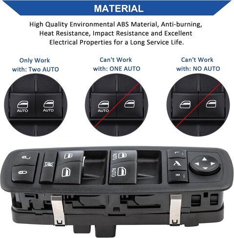 Obaee Power Window Switch Control Button Side Driver متوافق مع 2016-2018 Ram 1500 2500 3500، 2019-2021 Ram 1500 Classic، 2012 Chrysler 300، يستبدل 56046826AC، 56046826AD، 56046826AE in Saudi Arabia