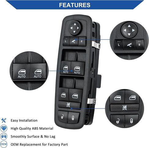 Obaee Power Window Switch Control Button Side Driver متوافق مع 2016-2018 Ram 1500 2500 3500، 2019-2021 Ram 1500 Classic، 2012 Chrysler 300، يستبدل 56046826AC، 56046826AD، 56046826AE in Saudi Arabia