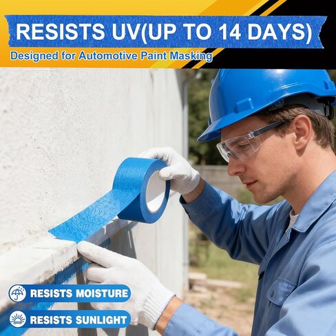 شريط إخفاء الرسامين Aheroi، 24 لفة شريط طلاء أزرق بالجملة 120 درجة مئوية شريط إخفاء السيارات (1320yd=24 * 1in*55yd)، شريط رسام متعدد الأغراض لفنون الجدران التي تصنعها بنفسك، لا يوجد بقايا سهلة الإزالة in Kuwait
