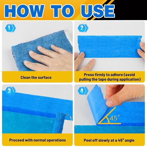 شريط إخفاء الرسامين Aheroi، 24 لفة شريط طلاء أزرق بالجملة 120 درجة مئوية شريط إخفاء السيارات (1320yd=24 * 1in*55yd)، شريط رسام متعدد الأغراض لفنون الجدران التي تصنعها بنفسك، لا يوجد بقايا سهلة الإزالة in Kuwait