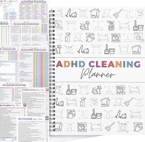 مخطط تنظيف ADHD، جدول التنظيف ومنظم قائمة المراجعة، مخطط تنظيف وتنظيم منزلي يومي أسبوعي شهري للبالغين والنساء والمراهقين in Kuwait