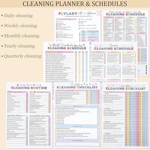 مخطط تنظيف ADHD، جدول التنظيف ومنظم قائمة المراجعة، مخطط تنظيف وتنظيم منزلي يومي أسبوعي شهري للبالغين والنساء والمراهقين in Kuwait