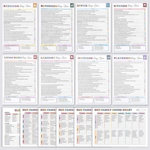 مخطط تنظيف ADHD، جدول التنظيف ومنظم قائمة المراجعة، مخطط تنظيف وتنظيم منزلي يومي أسبوعي شهري للبالغين والنساء والمراهقين in Kuwait