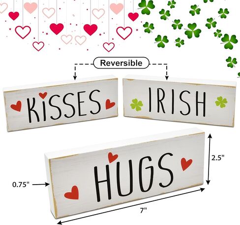 St. Patrick’s Day Wooden Tabletop Decor – Luck of the Irish Rustic Farmhouse Shamrock Block Sign for Shelf, Mantel, Tiered Tray & Entryway Display in Saudi Arabia