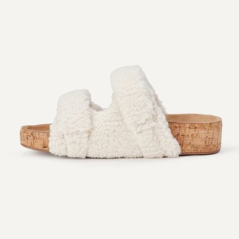 Amazon Essentials Women's Faux Shearling Slide Sandals, Cork Sole in Saudi Arabia