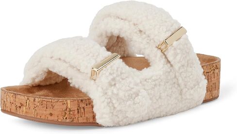 Amazon Essentials Women's Faux Shearling Slide Sandals, Cork Sole in Saudi Arabia