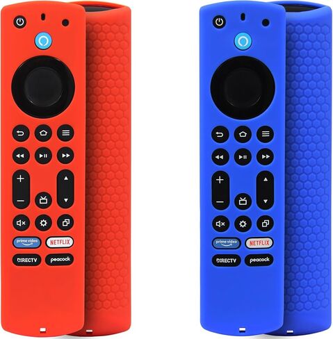 قطعتان من أغطية التحكم عن بعد من السيليكون المتوافقة مع Fire TV Stick 4K Max / 4K Max 2nd / Insignia/Pioneer/Omni Series Fire TV Alexa Voice Remote المحسن مع حبل (أخضر وأزرق سماوي، كلاهما متوهج) in Saudi Arabia