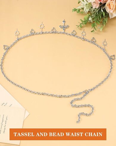 سلسلة خصر متقاطعة على الطراز القوطي - سلاسل حزام الهيب هوب الشرير القوطي مع شرابة على شكل قلب ومتقاطع، إكسسوارات حزام الجرونج العتيق للنساء والرجال وحفلات الهالوين in Kuwait