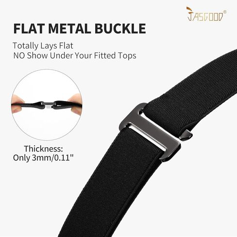 JASGOOD Women No Show Stretch Belt Flat Buckle Elastic Web Belt for Jeans in Saudi Arabia
