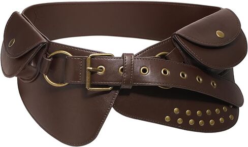 Rivets Studs Belt Pack Strap Punk Style PU Vintage Leather Wide Waist For Jeans Pants Daily Wear in Saudi Arabia