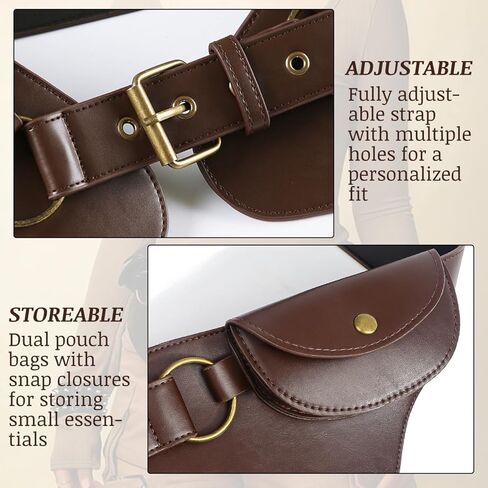 Rivets Studs Belt Pack Strap Punk Style PU Vintage Leather Wide Waist For Jeans Pants Daily Wear in Saudi Arabia