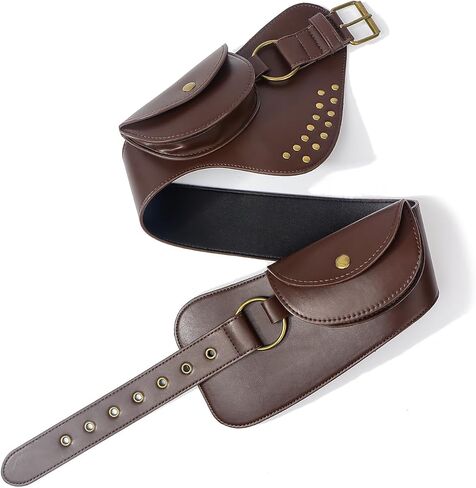 Rivets Studs Belt Pack Strap Punk Style PU Vintage Leather Wide Waist For Jeans Pants Daily Wear in Saudi Arabia