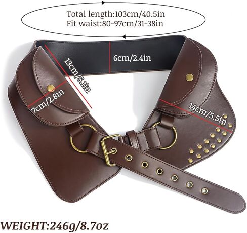 Rivets Studs Belt Pack Strap Punk Style PU Vintage Leather Wide Waist For Jeans Pants Daily Wear in Saudi Arabia