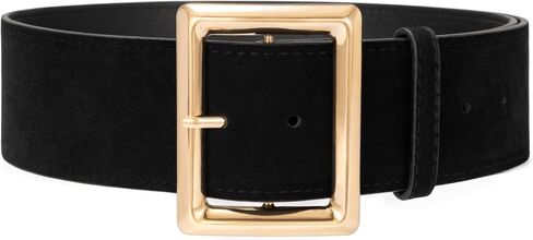 Wide Chunky Belts for Women Fashion Suede Belt for Dresses Skirt with Gold Buckle in Kuwait