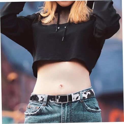 Pu Leather Belt Cows Pattern Imitation Horse Hair Fashionable Waist Belt in Saudi Arabia