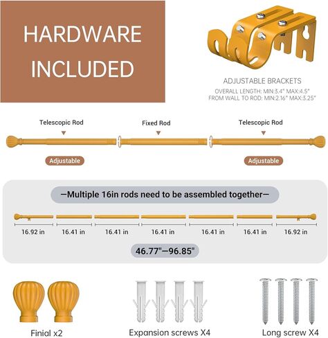 Metal Curtain Rods for Windows, 46-96 inch Cortineros Para Ventanas, Heavy Duty Metal Curtain Rod with Brackets in Saudi Arabia